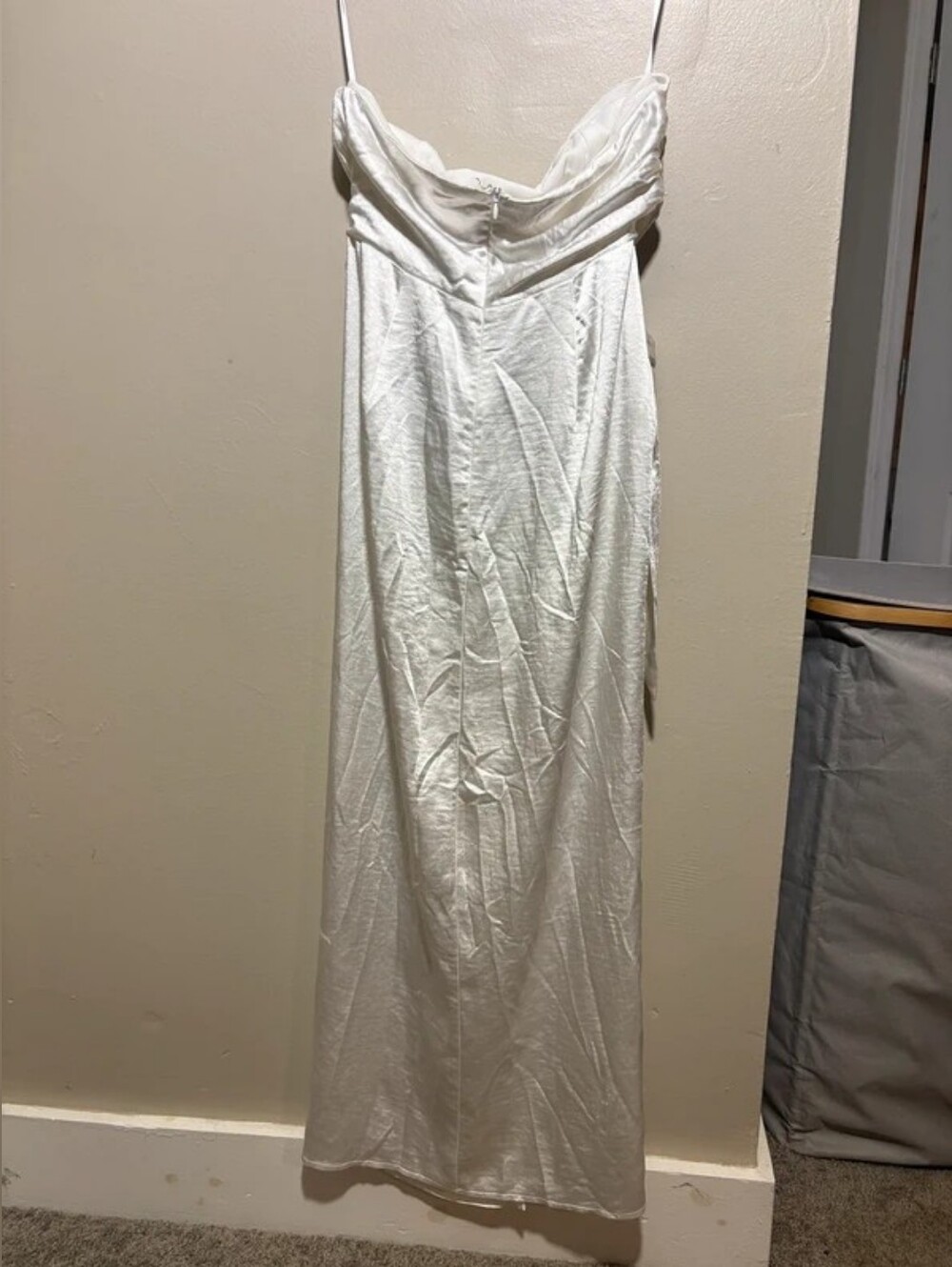 White Satin Cowl Neck Slip Dress - Picture 4 of 4
